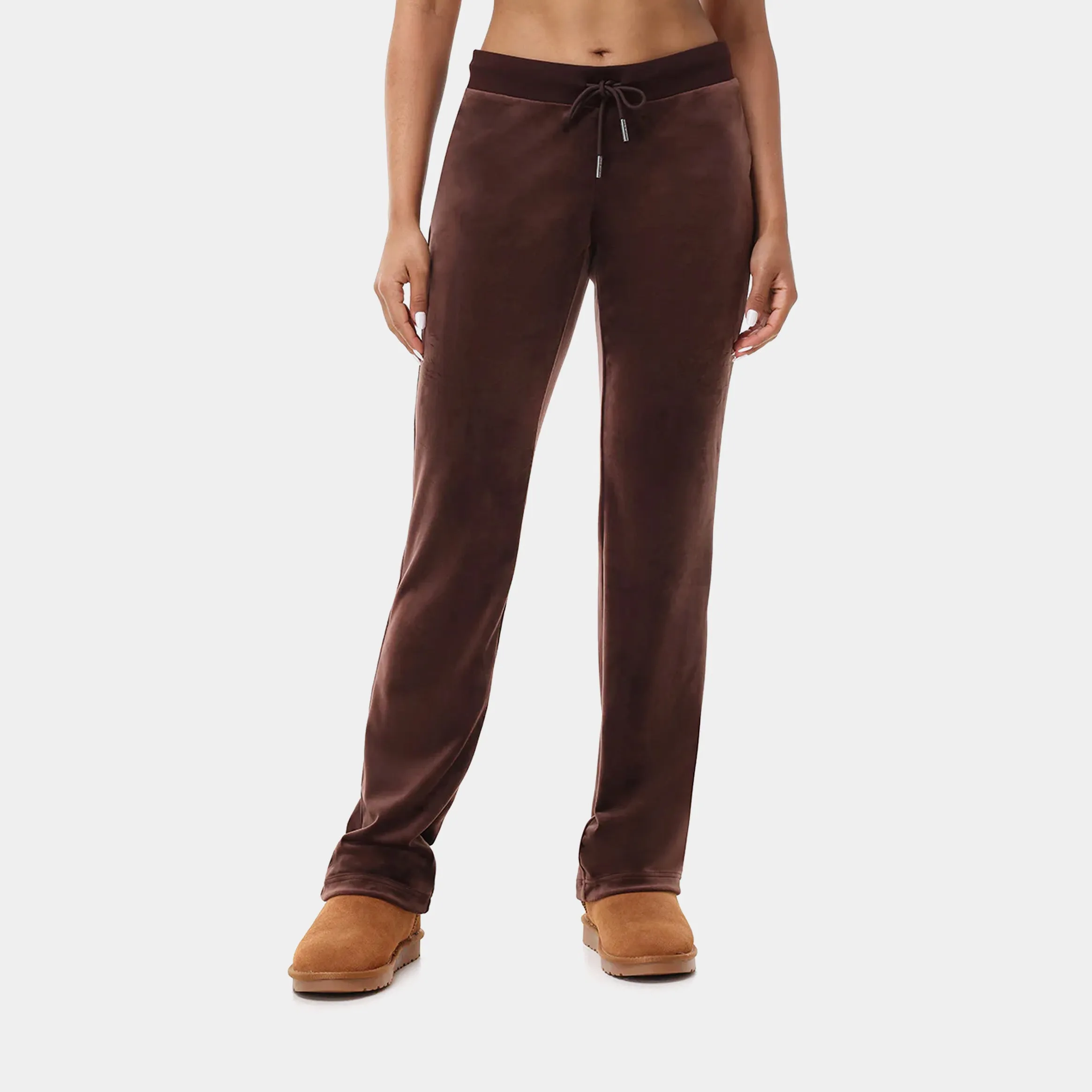 Og Big Bling Velour Womens Track Pants (Dark Brown) Yoga Ready Breathable Lining