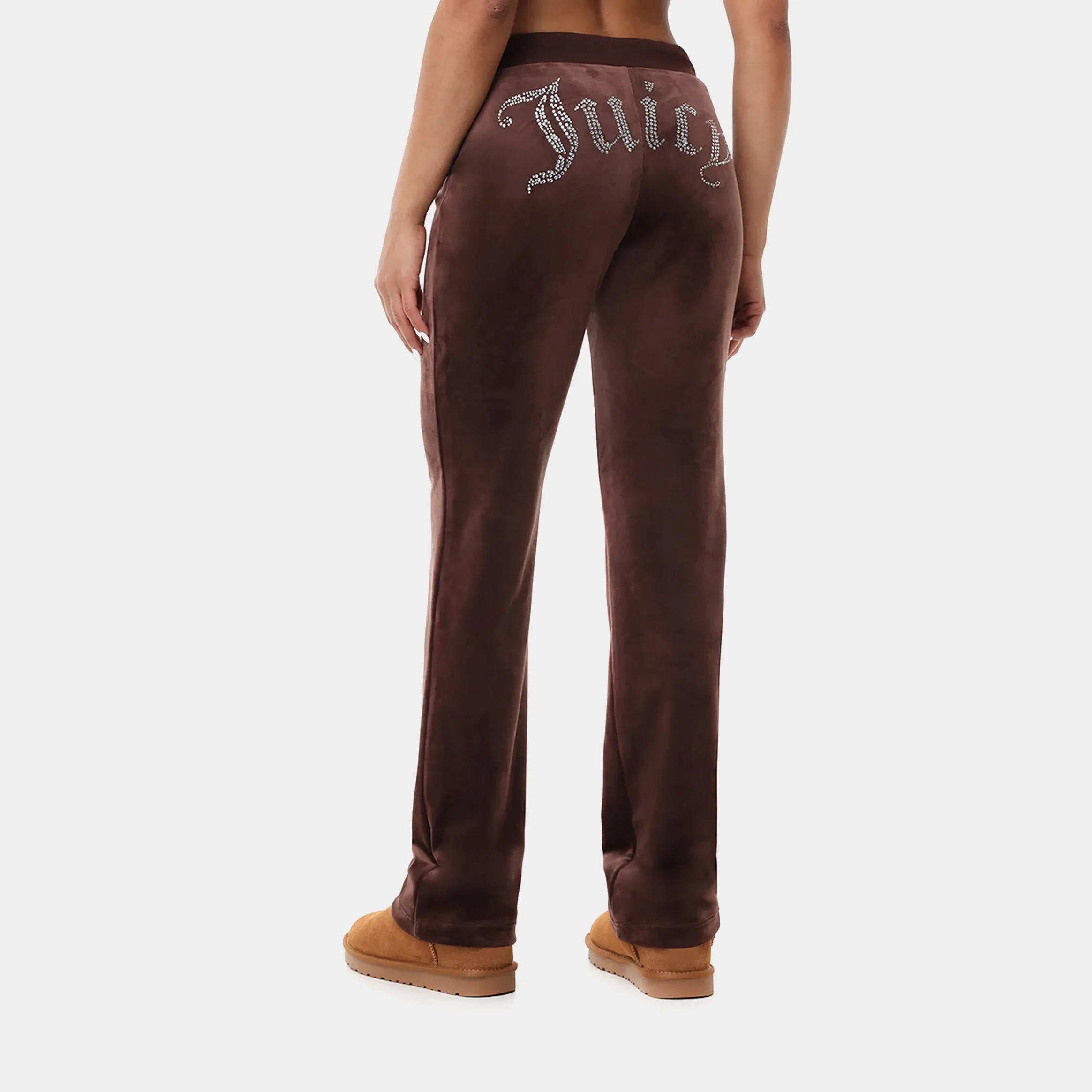 Og Big Bling Velour Womens Track Pants (Dark Brown) Anti Pilling Treatment Comfortable Design