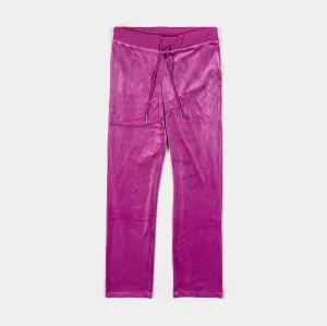 Wrinkle-Resistant OG Big Bling Velour Womens Track Pants (Purple)