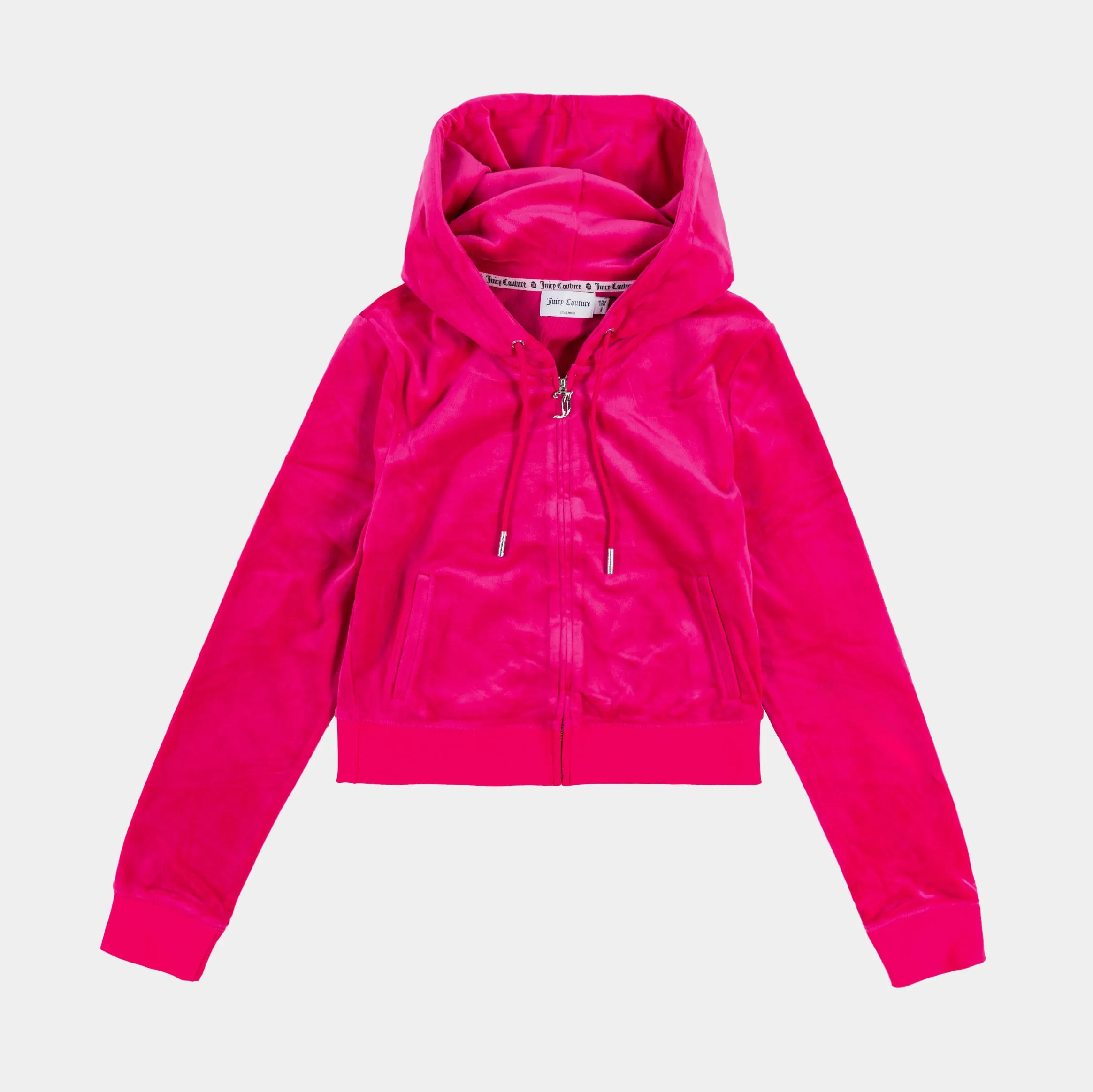 OG Bling Velour Full Zip Womens Hoodie (Hot Pink) Street Style Vibe