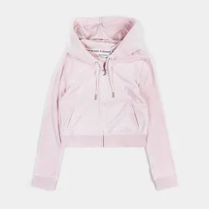 Timeless Bold OG Bling Velour Full Zip Womens Hoodie (Light Pink)