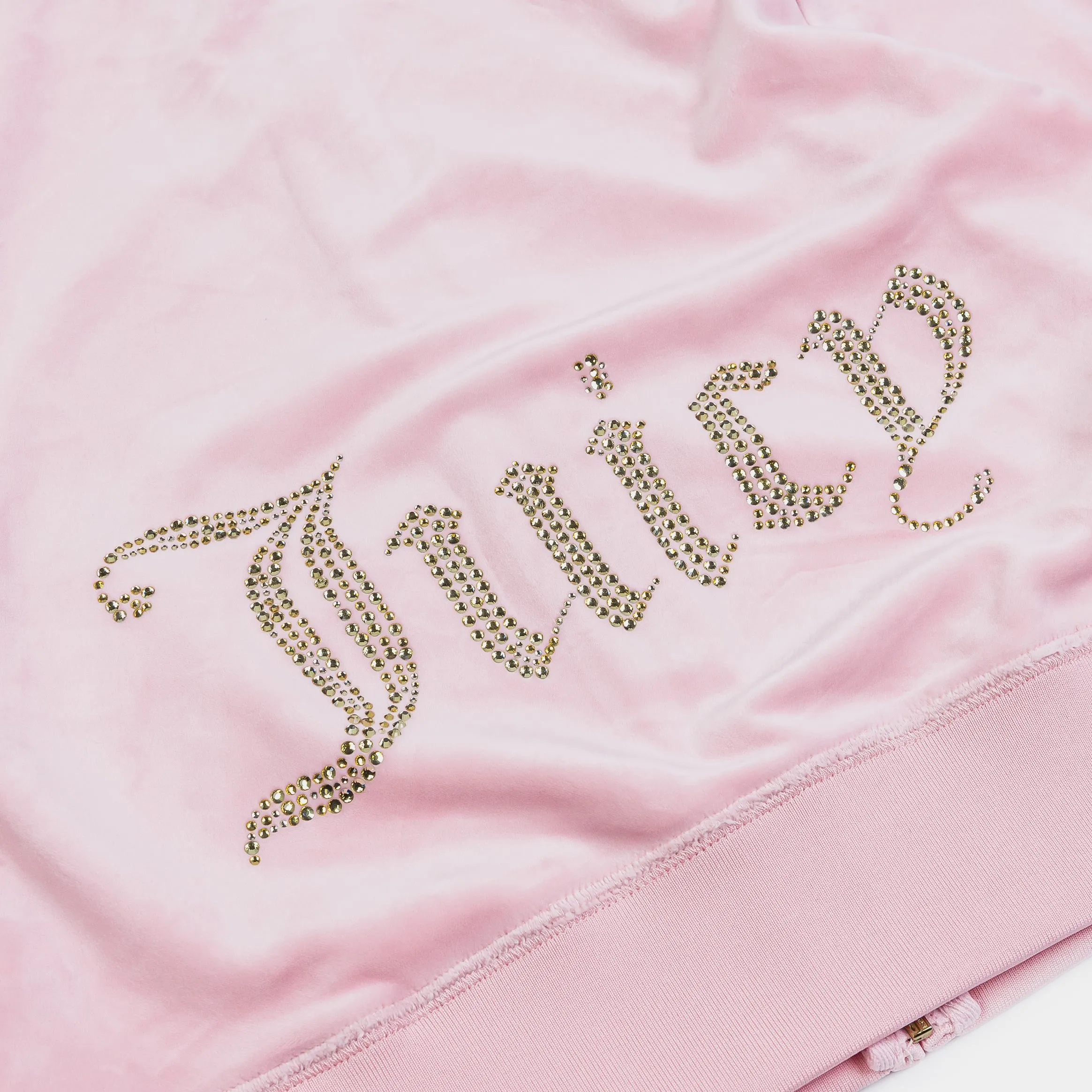 OG Bling Velour Full Zip Womens Hoodie (Pink/Gold) Versatile Piece Floral Print