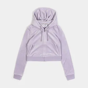 OG Bling Velour Full Zip Womens Hoodie (Violet) Comfy Street Style