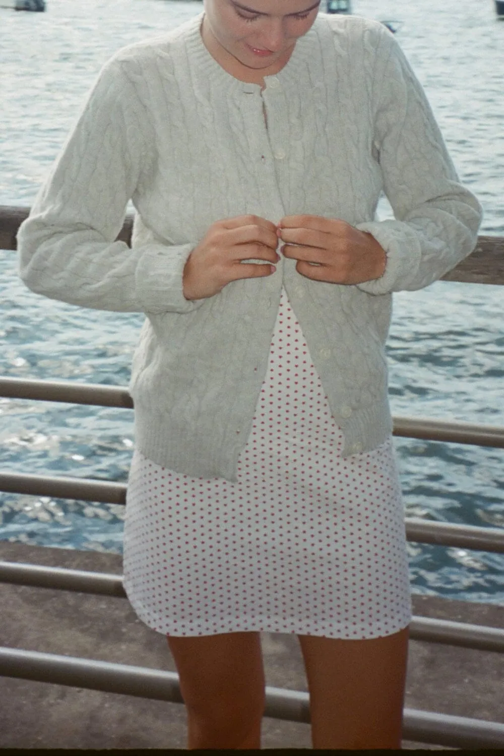 Olsen Wool Cable Knit Cardigan Moisture Management