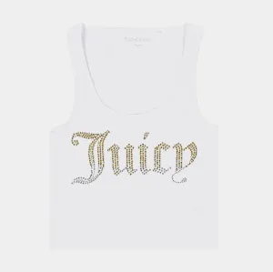 WindproofInterior Adaptable Outfit Ombre Big Bling Fitted Womens Tank Top (White)