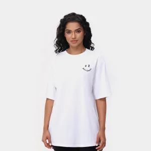 Versatile Fashion Regular Fit Oversized Have A Juicy Day Graphic Womens Short Sleeve Shirt (White/Black)