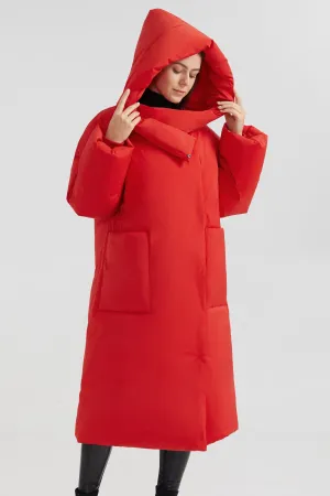 Designer Inspired Oversized Long Puffer Down Coat with Hood