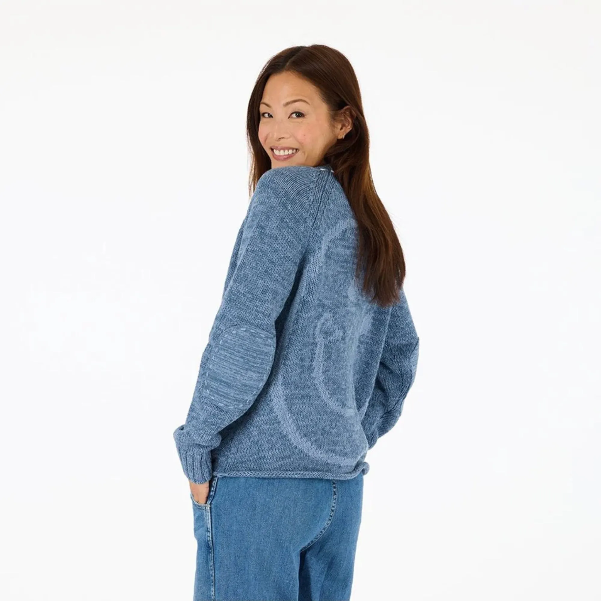 Short Poppy Smiley Cardigan (Indigo Blue) AntiSnag Surface