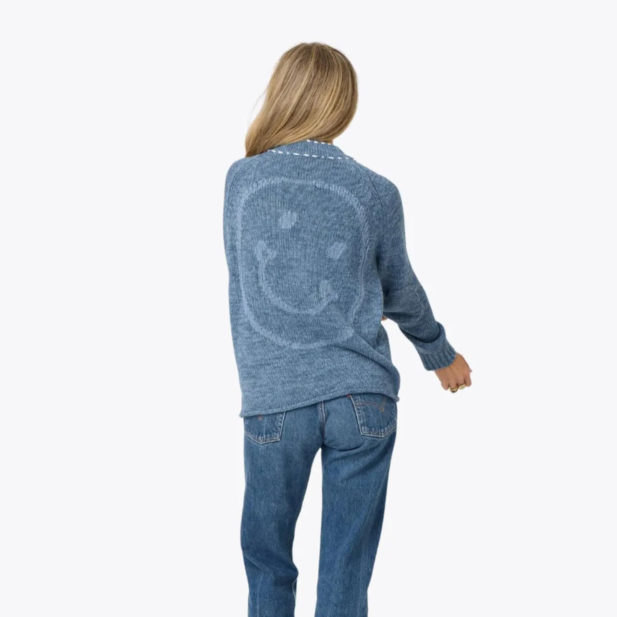 Short Poppy Smiley Cardigan (Indigo Blue) Fast Drying Material NoSnag Surface