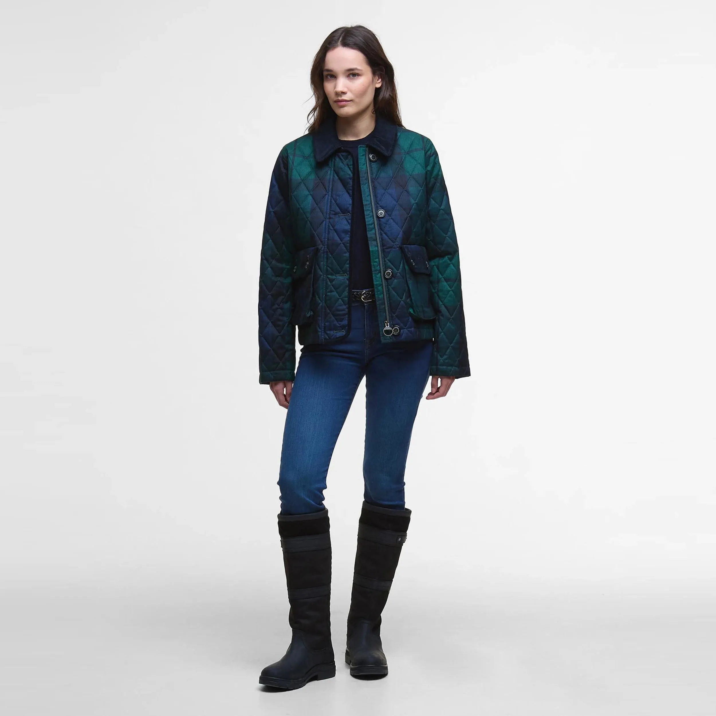 Loudon Tartan Quilted Jacket (Blackwatch Tartan) Microfiber Shell