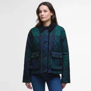 Sunday Walk Style Long Lasting Shape Retention Loudon Tartan Quilted Jacket (Blackwatch Tartan)
