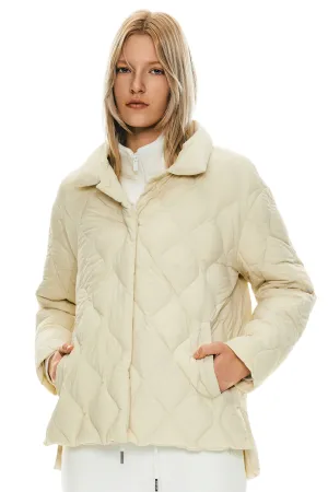 Hooded Versatile Design Layered Hem Design Oversized Down Puffer Jacket Lightweight Quilted
