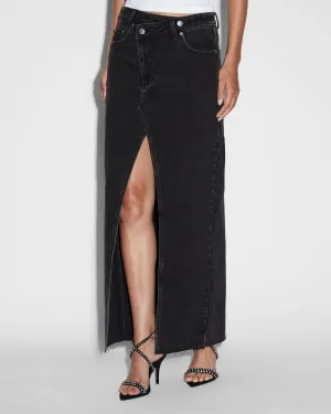 RELAX MAXI SKIRT WASHED BLACK Smart Texture Reinforced Hemline