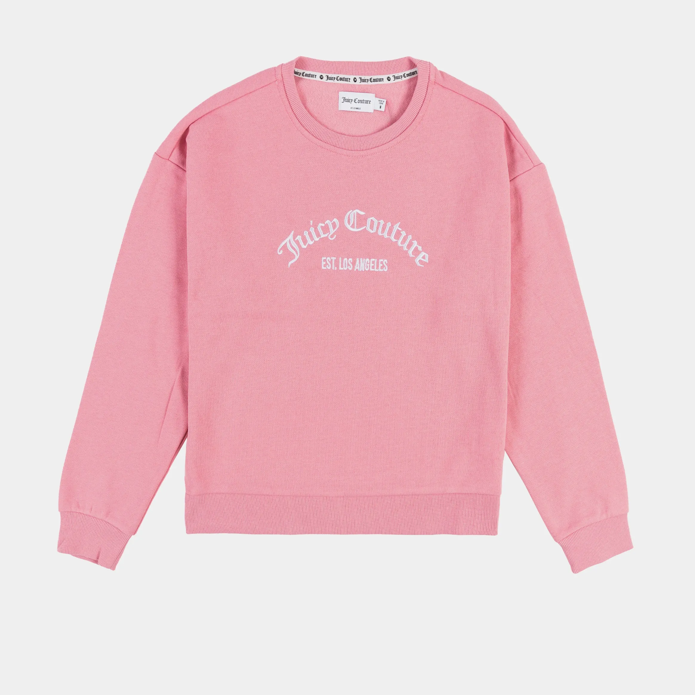 DurableBlend Heavy Outerwear Embroidered Vintage Pullover Womens Crew (Pink)