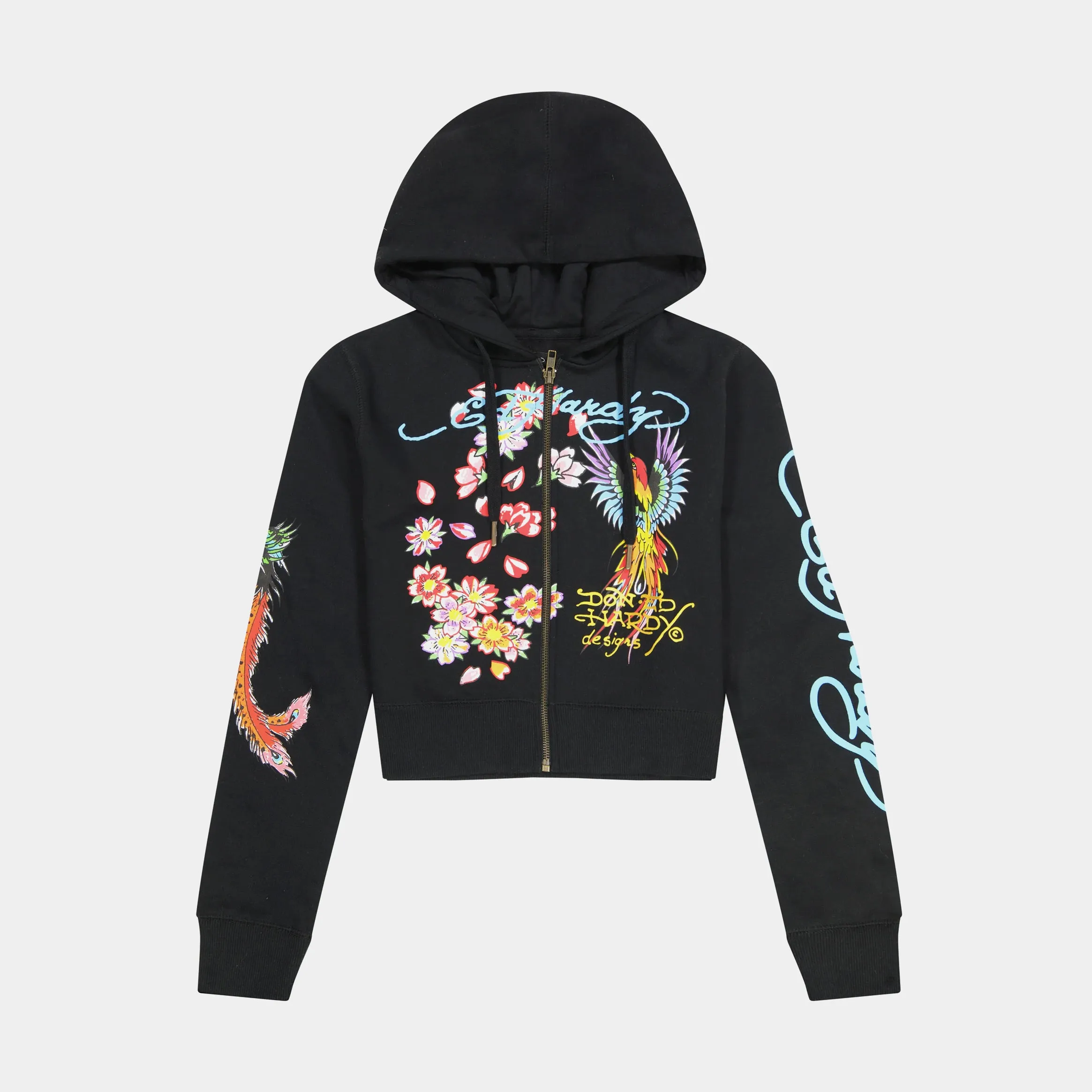 Phoenix Y2K Full Zip Womens Hoodie (Black/Blue) Layering Piece Striped