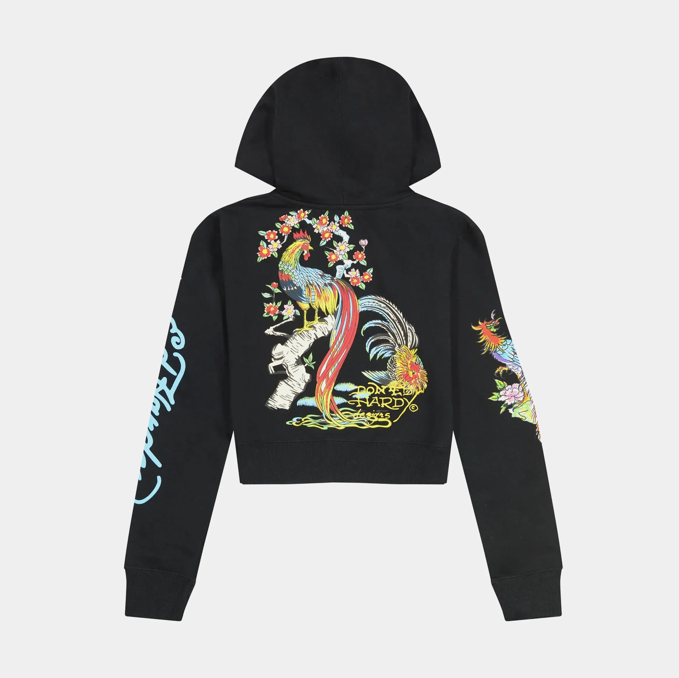 Phoenix Y2K Full Zip Womens Hoodie (Black/Blue) uncollared Weekend Bold