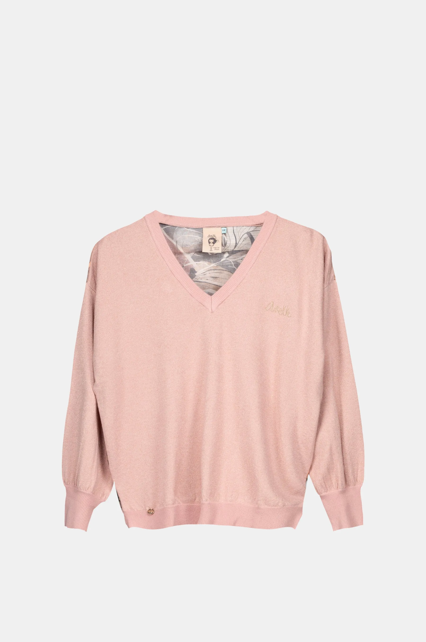 Pink sweater with printed back Layered Texture Weekend Style