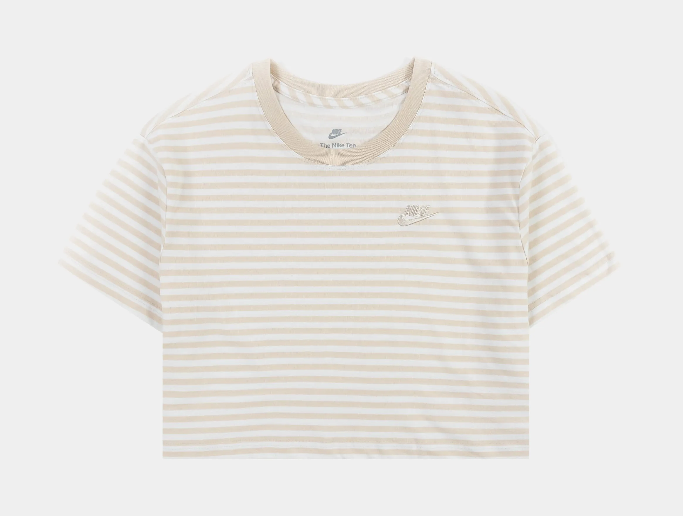 NSW Essential Crop Womens Short Sleeve Shirt (Beige/White) NonRestrictive Design Bonded Seam Technology