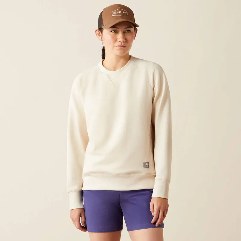 Ariat Women's Rebar Workman Washed Fleece Sweatshirt in Sun Kiss Heather (Available in Plus Sizes) Go-To Layer