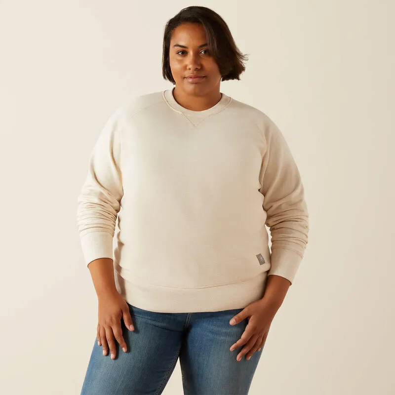 Ariat Women's Rebar Workman Washed Fleece Sweatshirt in Sun Kiss Heather (Available in Plus Sizes) Wrinkle-Resistant Outdoor Chic