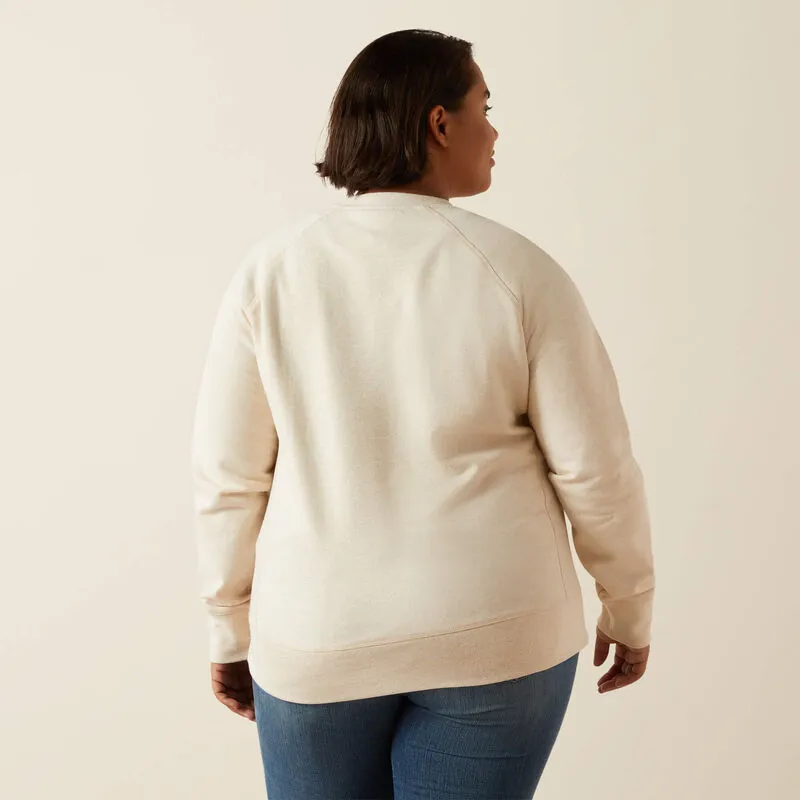 Ariat Women's Rebar Workman Washed Fleece Sweatshirt in Sun Kiss Heather (Available in Plus Sizes) loop accents Cozy clothing