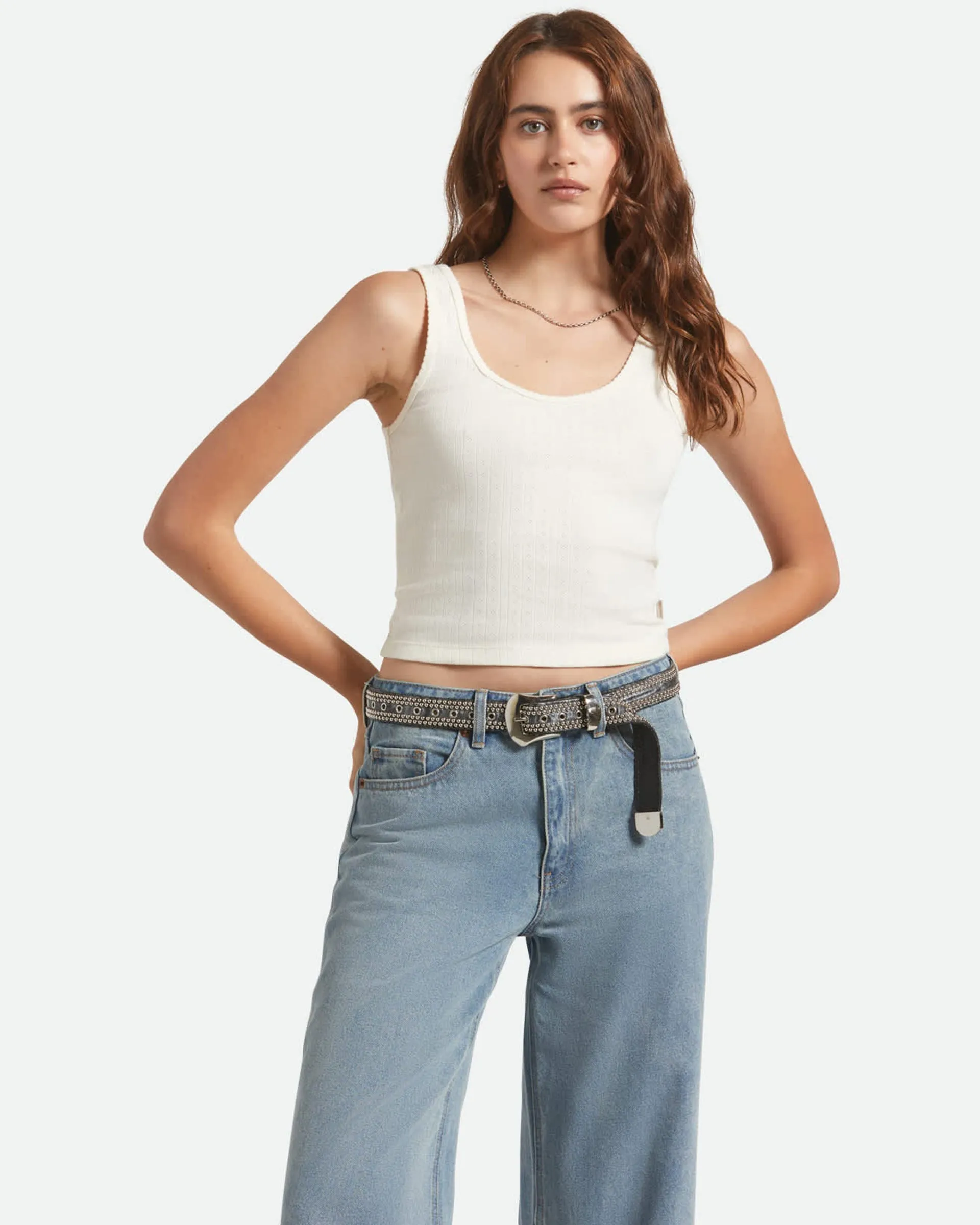 Pointelle Slim Fit Tank Top - Off White sea mobile Quick Release Fabric