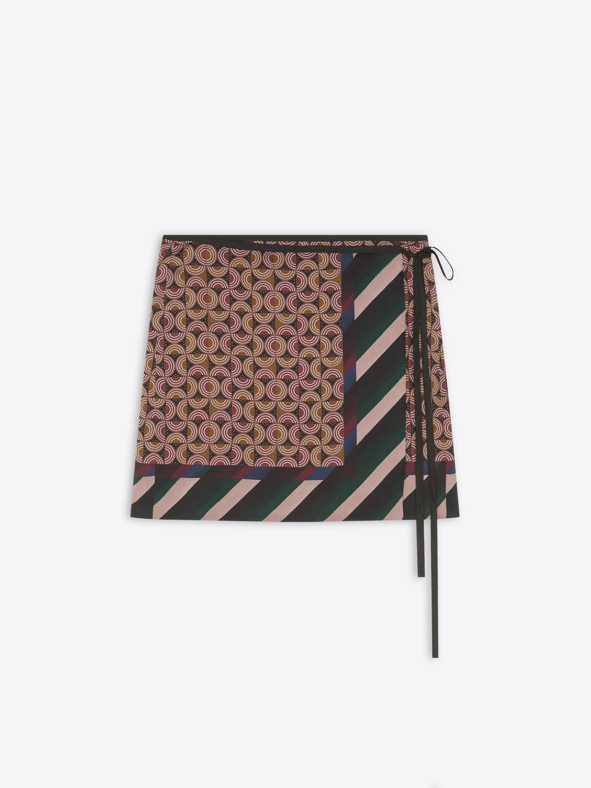 Printed wrap skirt Tassel accents