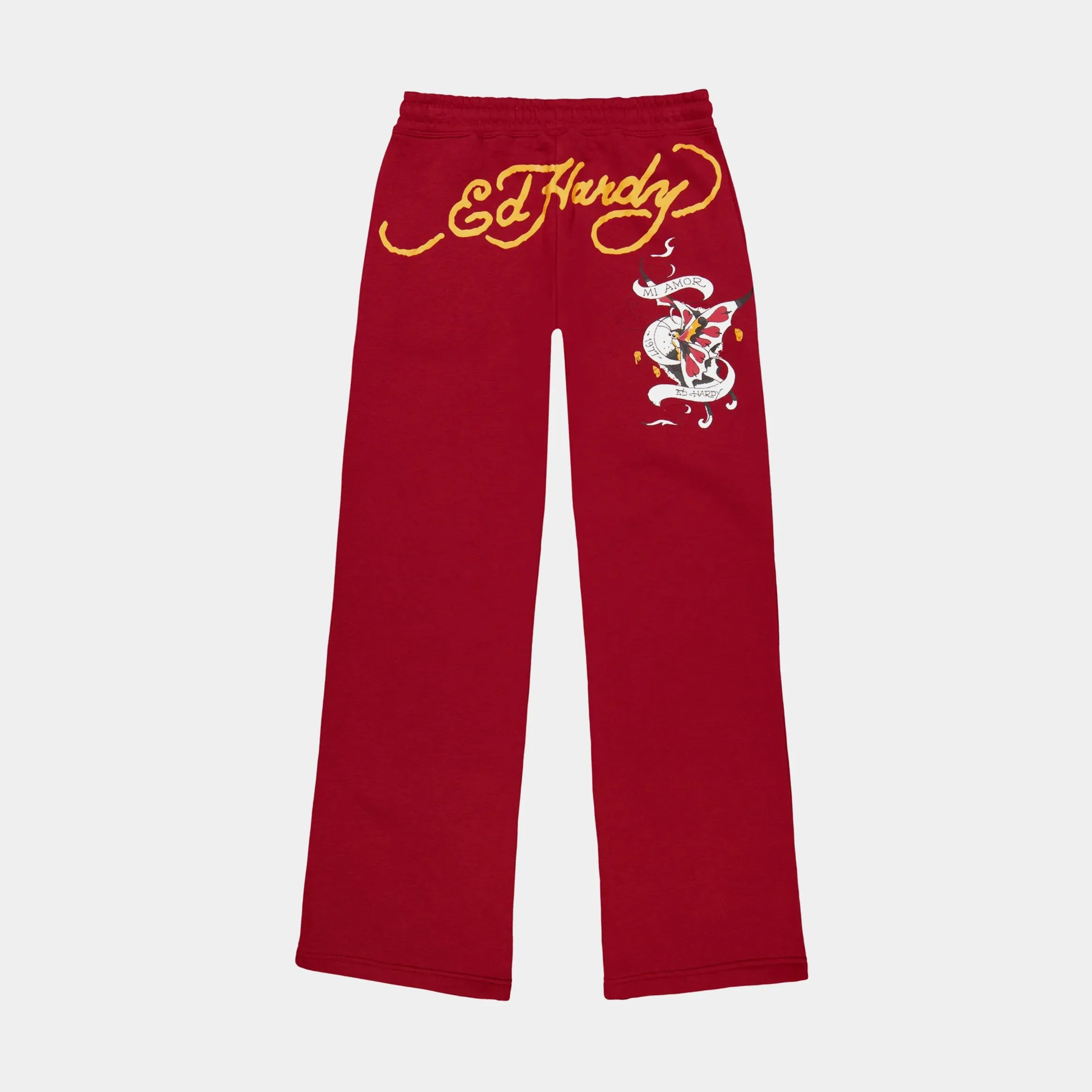 Amor Butterfly Fleece Cargo Womens Sweatpants (Red/Black) Versatile Wearable Air Flow