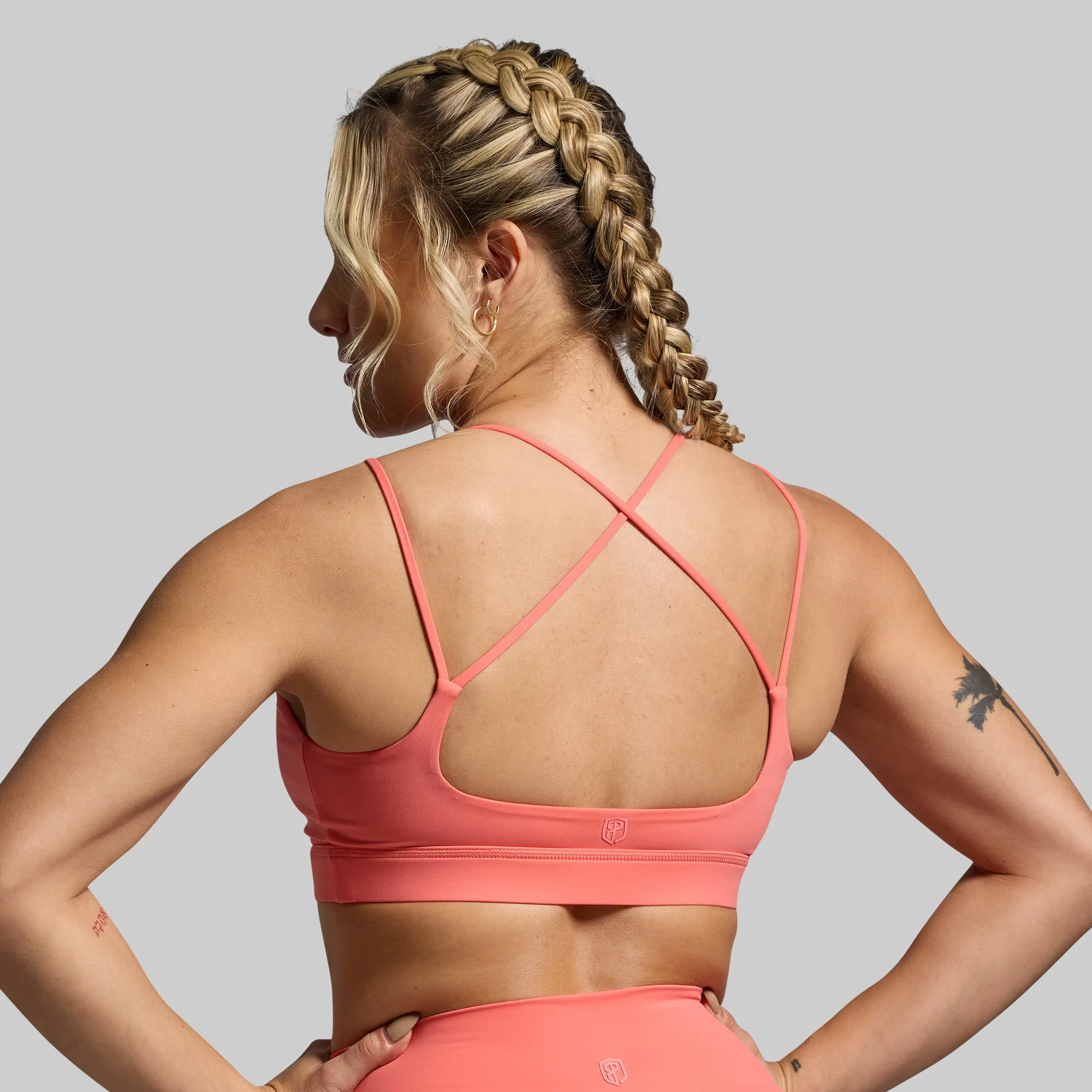 Exhale Sports Bra (Hot Peach) Enhanced Core Stability Moisture Wicking Fabric