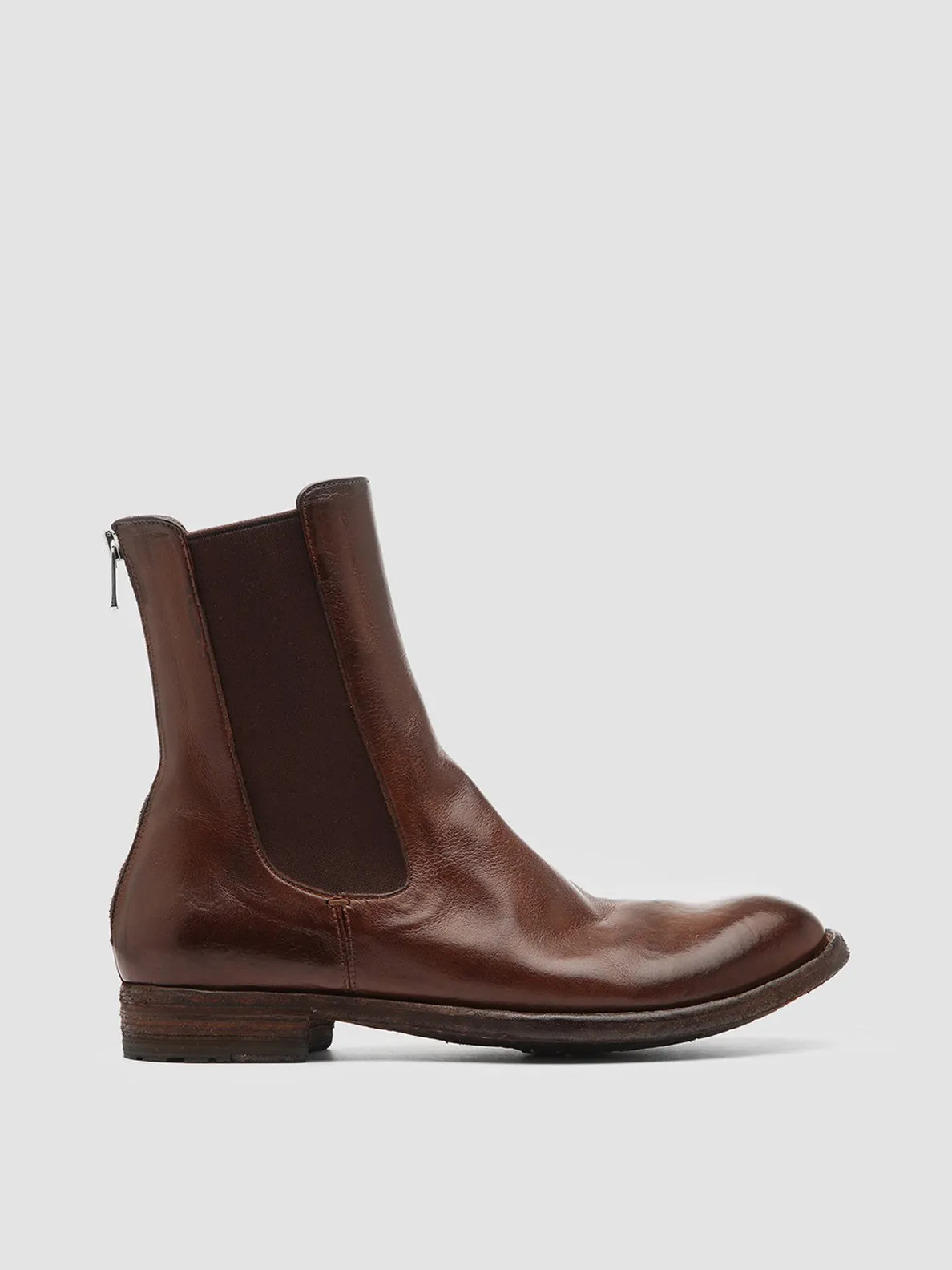 LEXIKON 073 - Brown  Leather Chelsea Boots Bold Red Arctic Cool