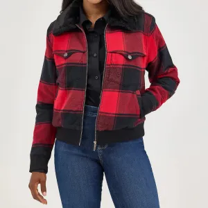 Light Pack Option Layered construction Wrangler Retro Women's Lined Bomber in Red Buffalo
