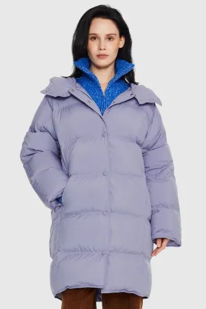 UV Protective Layer Puffy Puffer Down Jacket with Detachable Hood