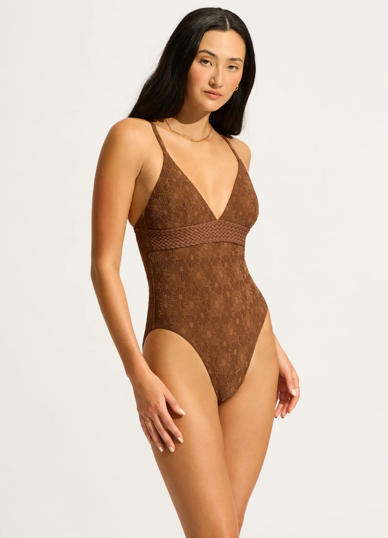Marloe V Neck One Piece - Tiramisu Coastal Style