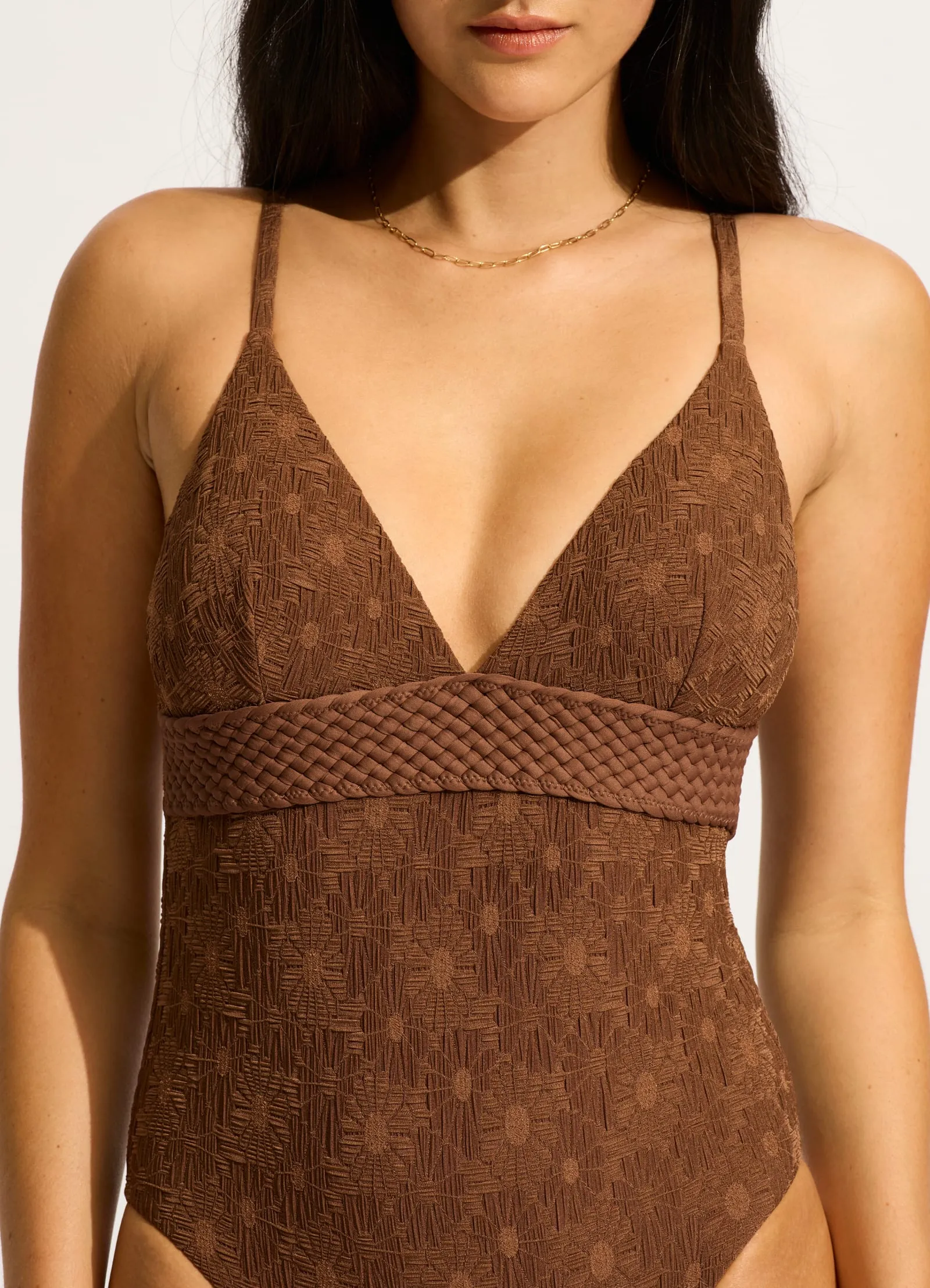Confidence-Boosting Non Abrasive Labels Marloe V Neck One Piece - Tiramisu