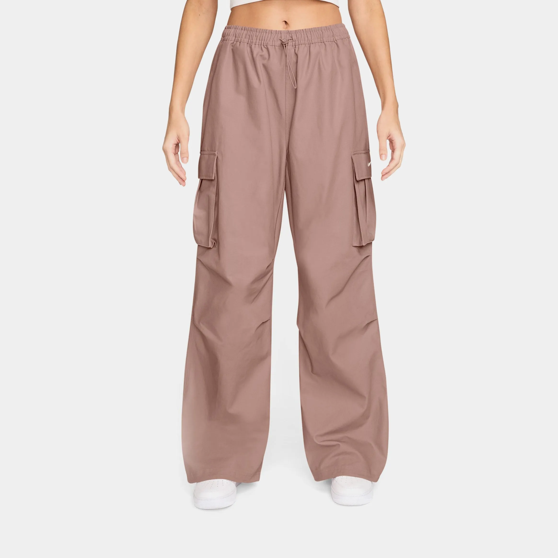 Core Style FlameRetardantTreatment Mid Rise Oversized Woven Cargo Womens Pants (Particle Pink/Sail)