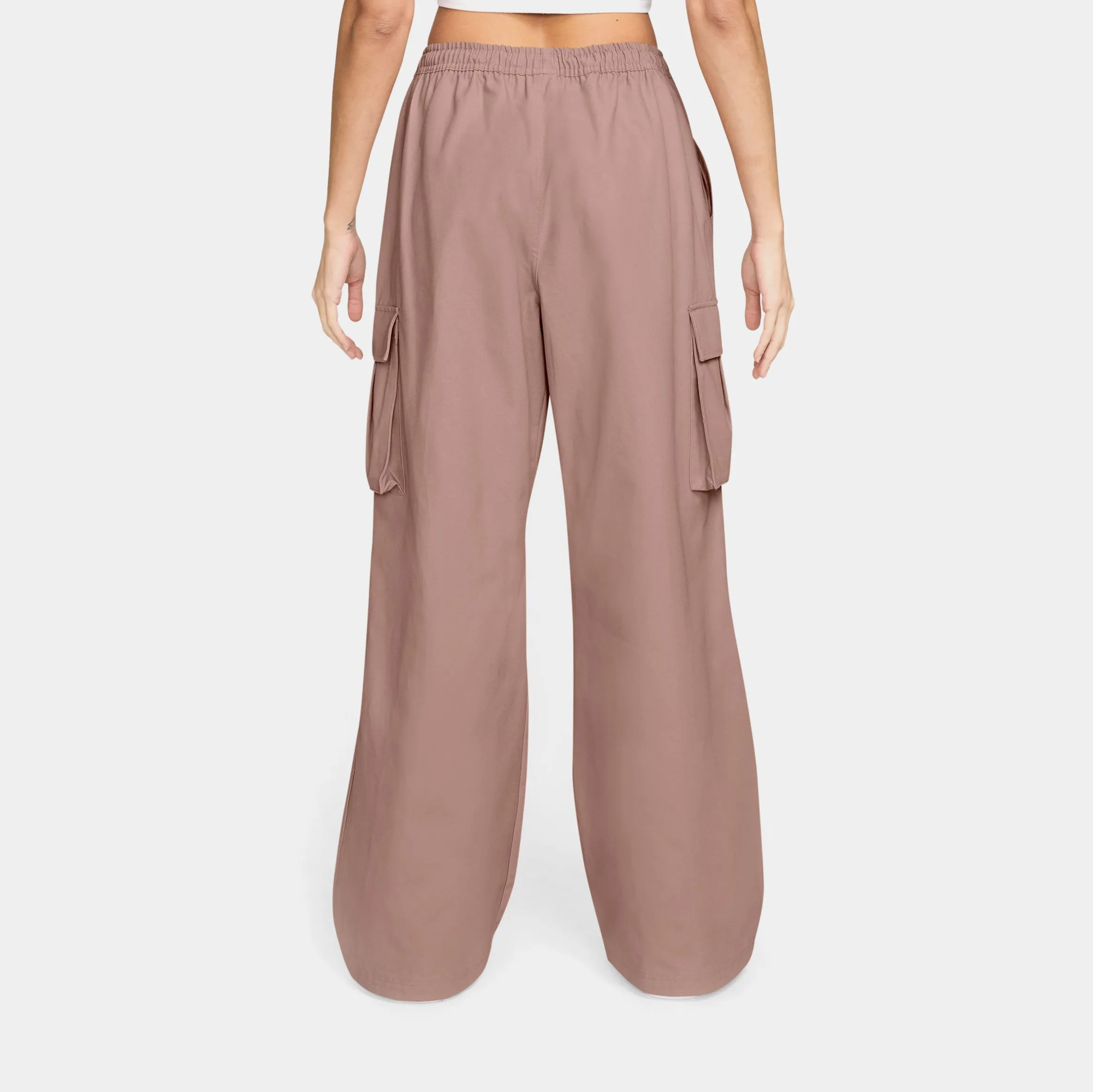 Mid Rise Oversized Woven Cargo Womens Pants (Particle Pink/Sail) Reinforced Knees
