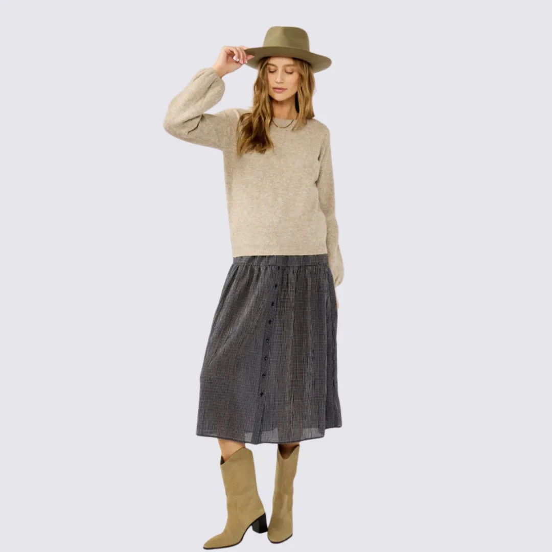 Breathable Honeycomb Weave Wardrobe Classic Hanson Sweater (Heather Cement)