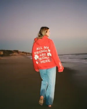 "All my Friends" Oversized Lux Hoodie in Red Daily Comfort