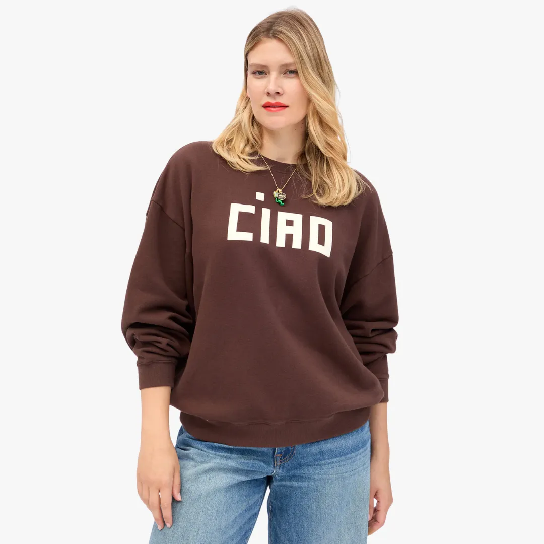 "Block Ciao" Oversized Sweatshirt (Chocolate) Trendy Design