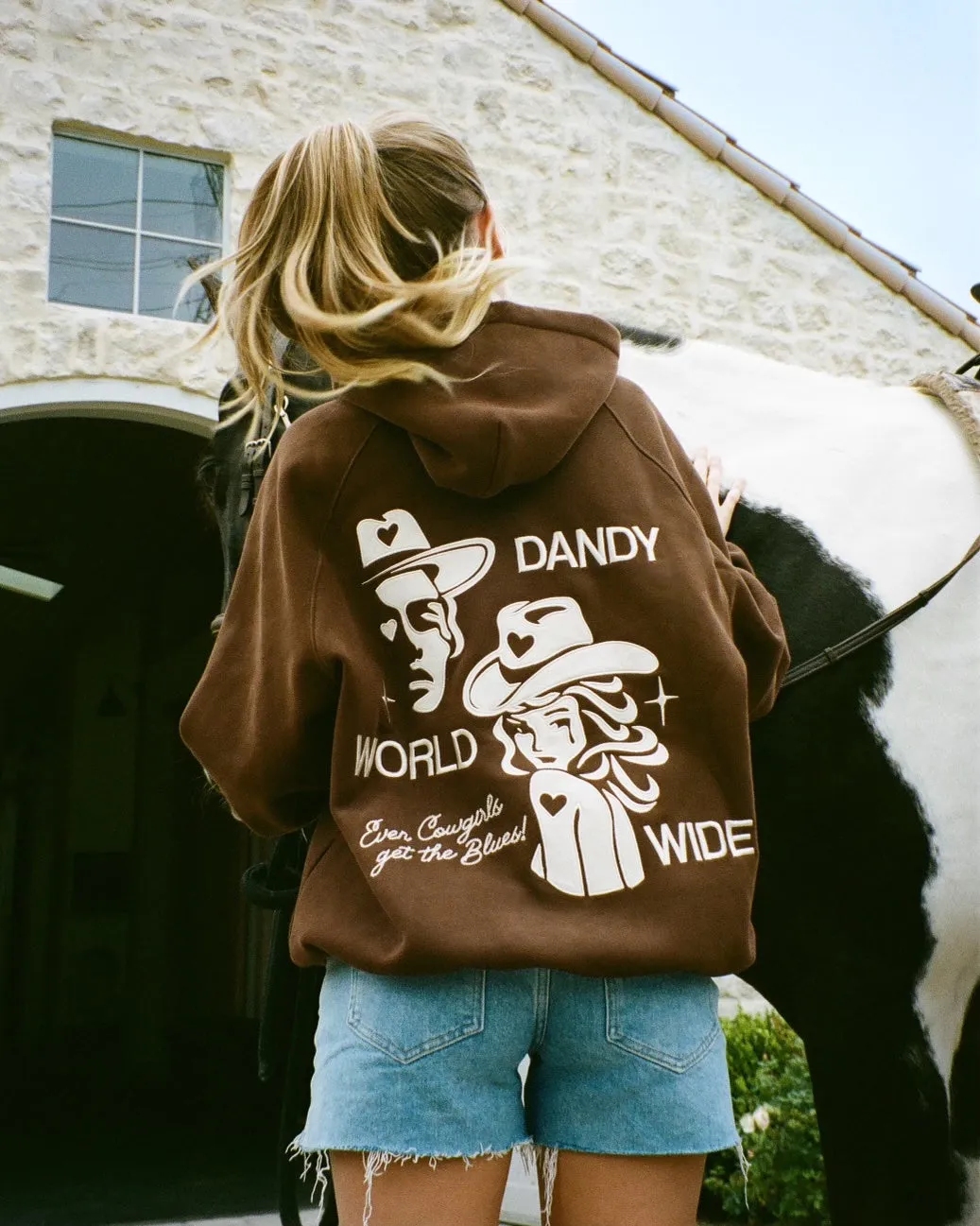 "Cowgirl" Oversized Lux Hoodie in Brown Custom made