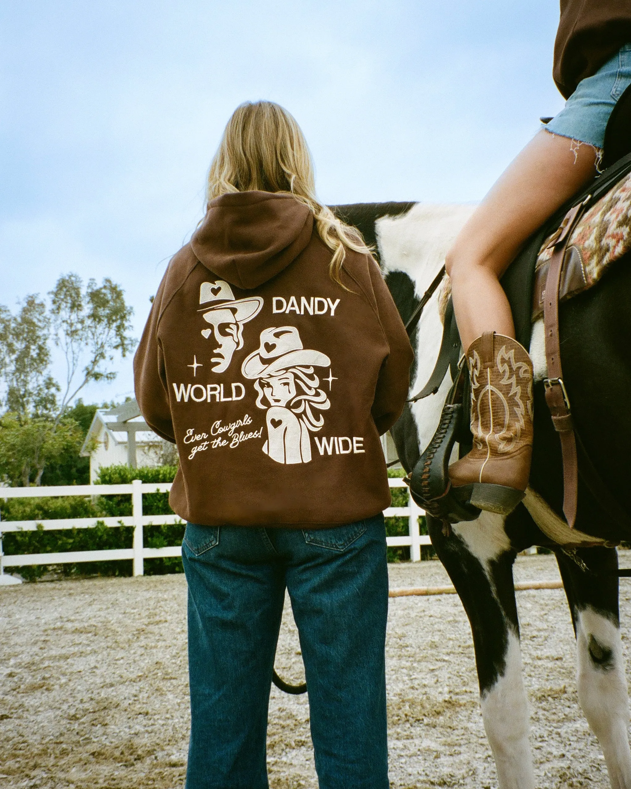 "Cowgirl" Oversized Lux Hoodie in Brown Patchwork Outdoor Chic