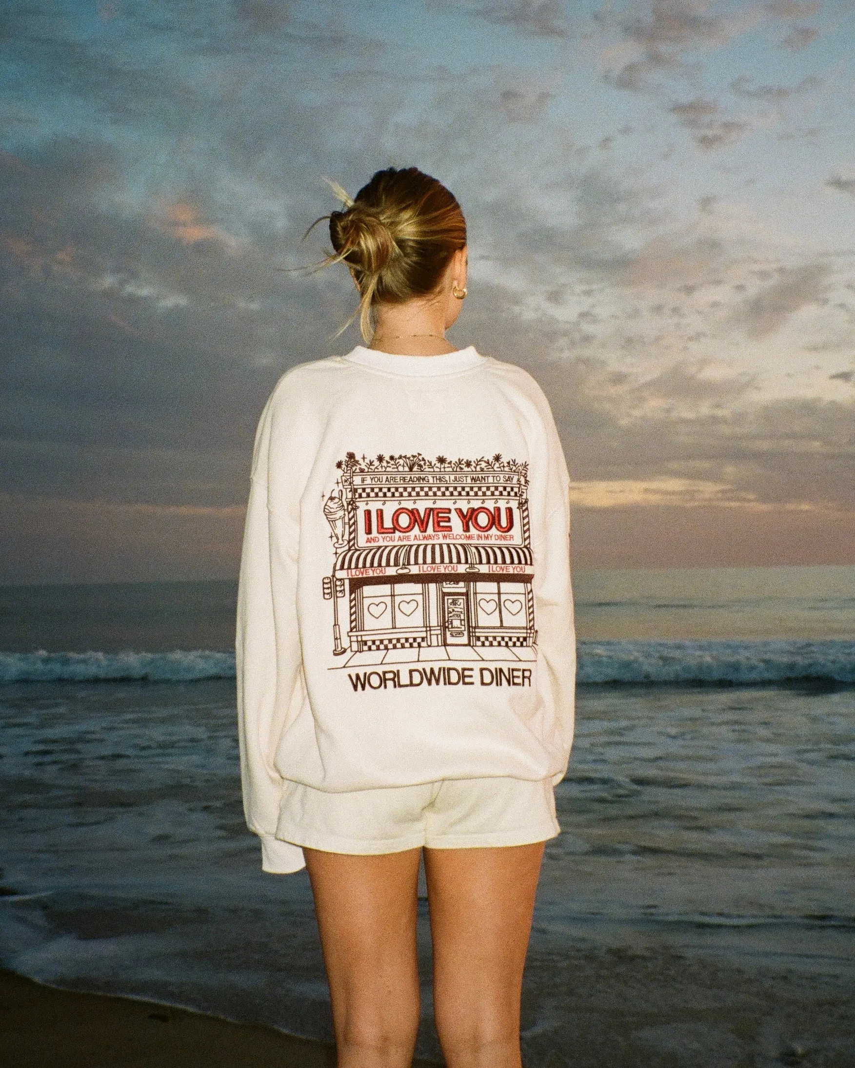 "Diner" Crew Neck in Cream Cold Weather Wear Modern Relaxed
