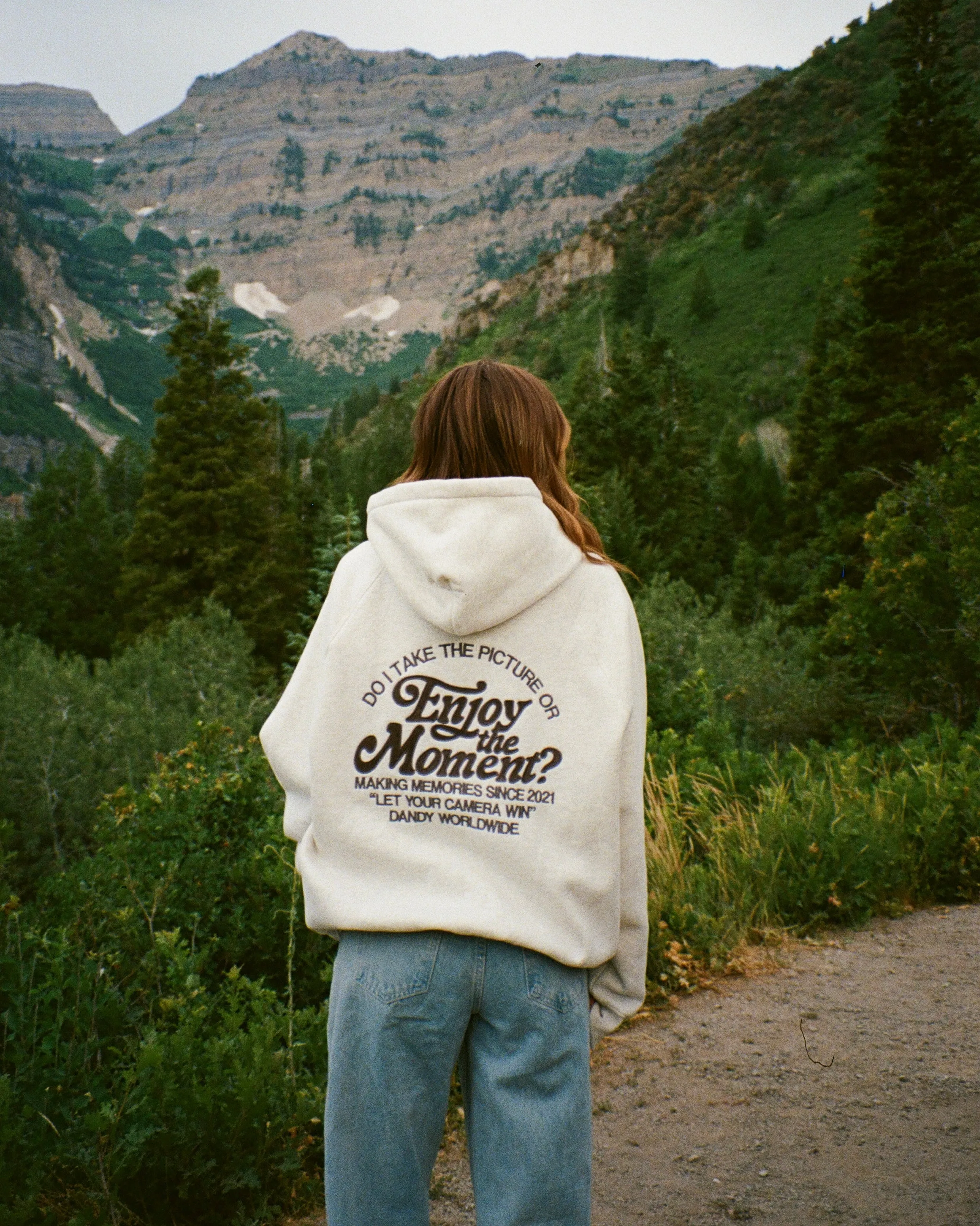"Enjoy the Moment" Oversized Lux Hoodie in Heather Gray product anniversary romance