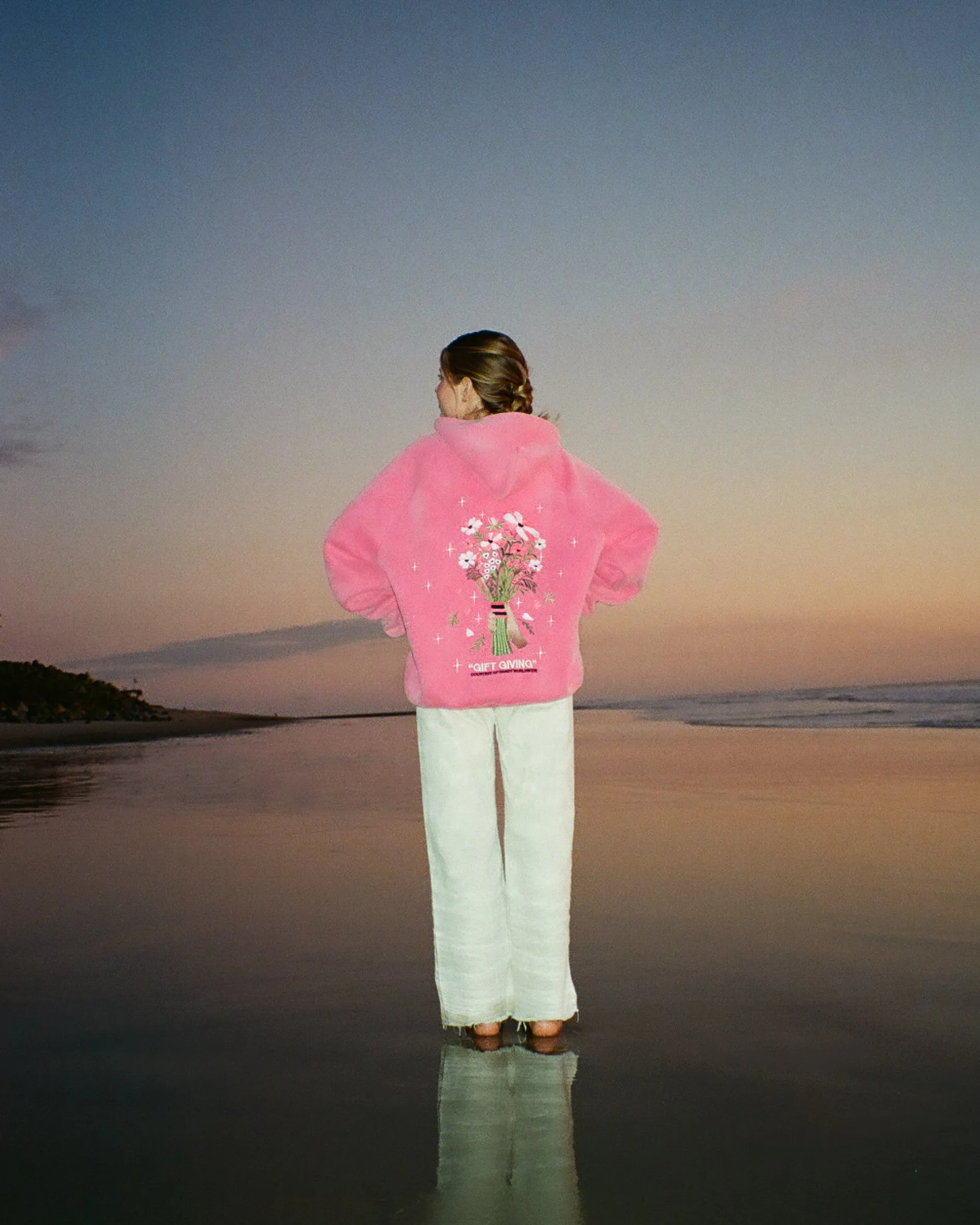 active top "Gift Giving" Oversized Lux Hoodie in Vintage Washed Pink