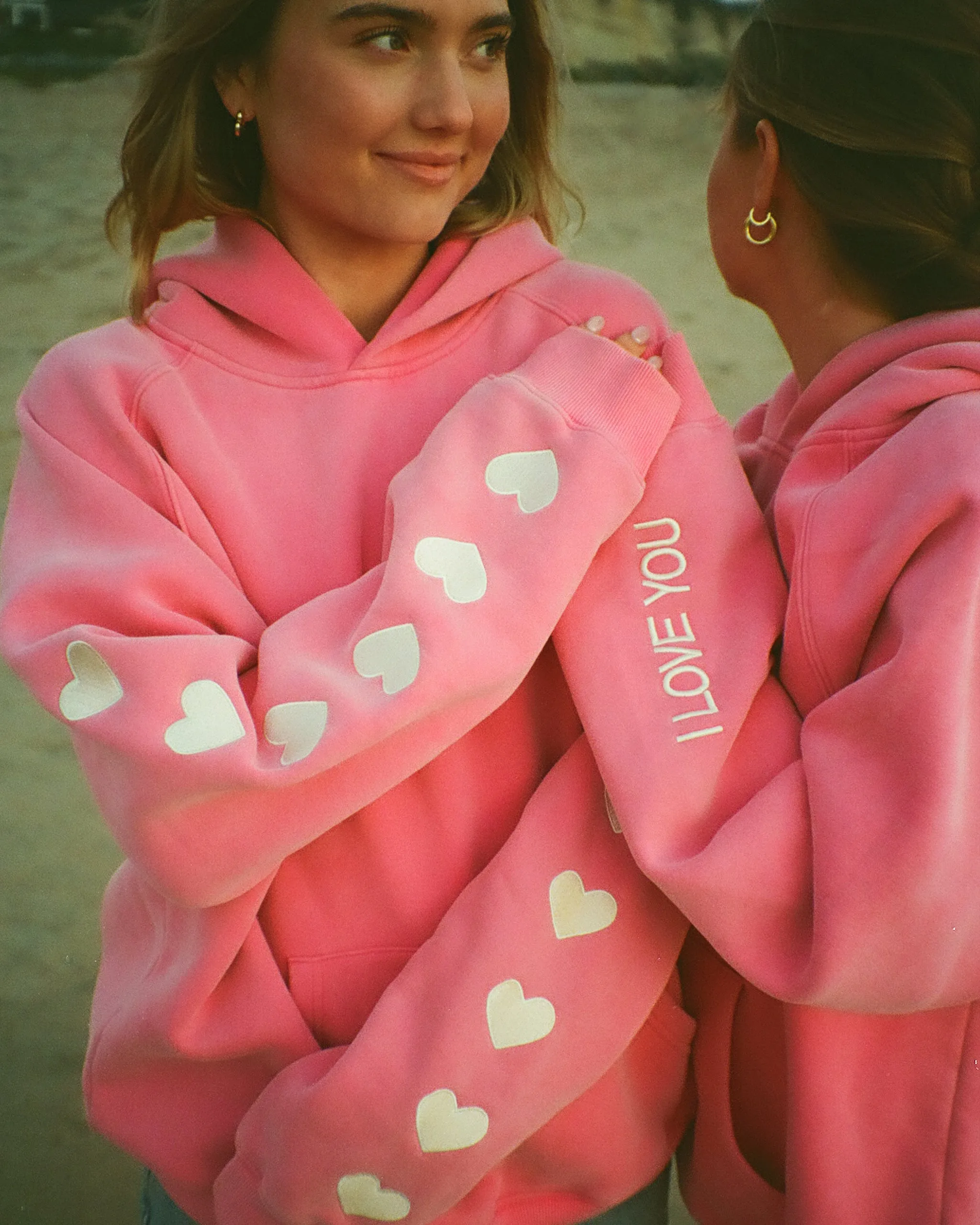 Comfort Piece Sustainable "Heart on My Sleeve" Oversized Lux Hoodie in Vintage Washed Pink