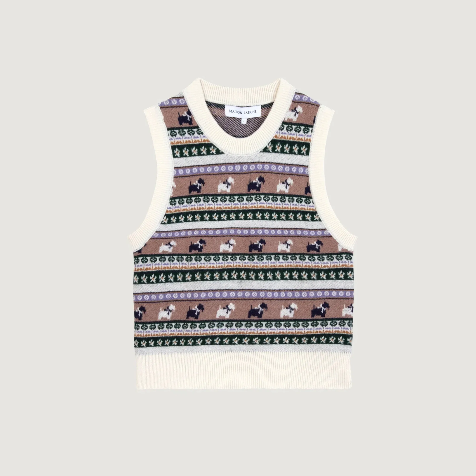 High Thread Count "Jacquard Chiens" Lafay Wool Sweater (Multico Jacquard)