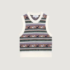 High Thread Count "Jacquard Chiens" Lafay Wool Sweater (Multico Jacquard)