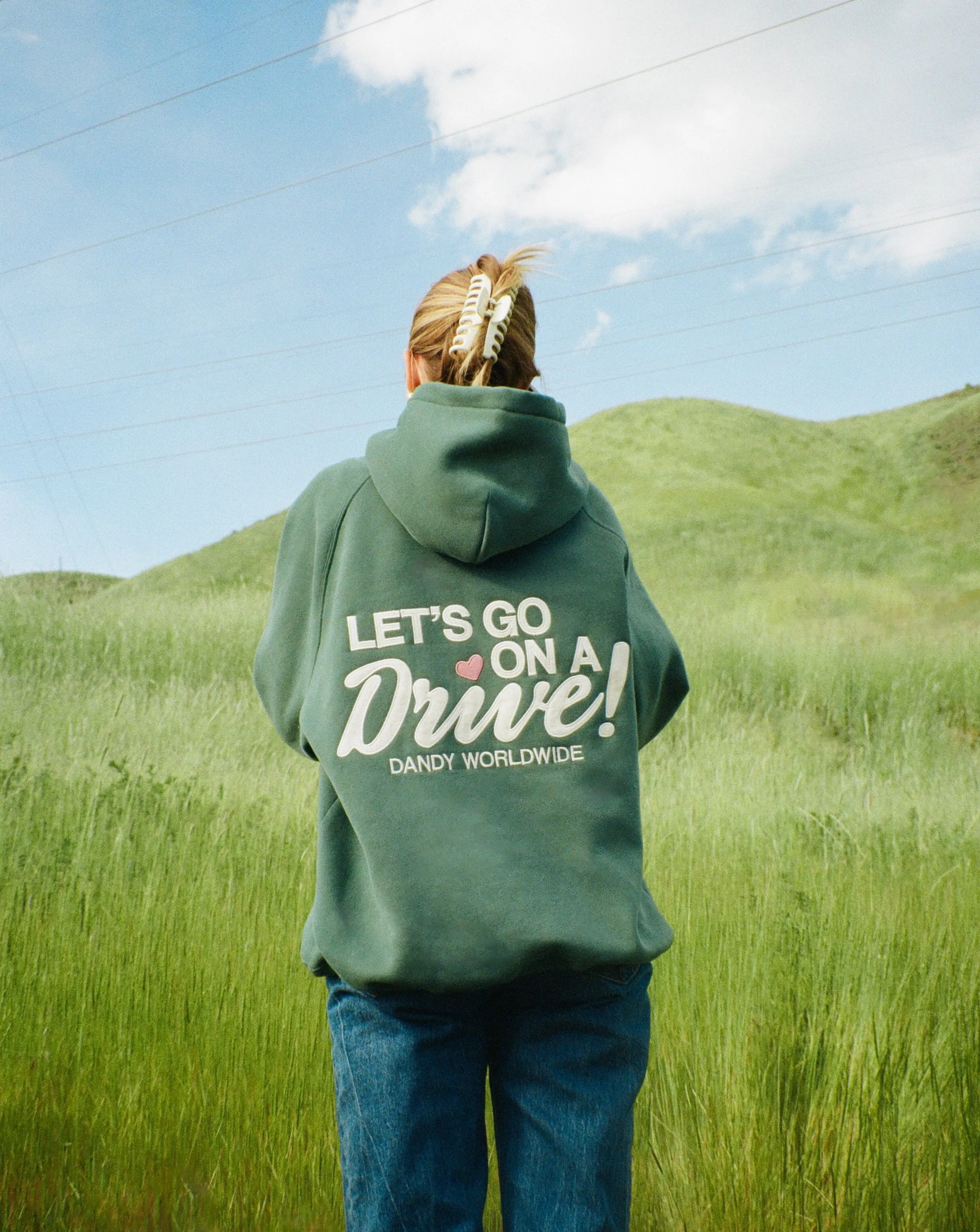 Business casual Tight Fit "Let's Go on a Drive" Oversized Lux Hoodie in Green