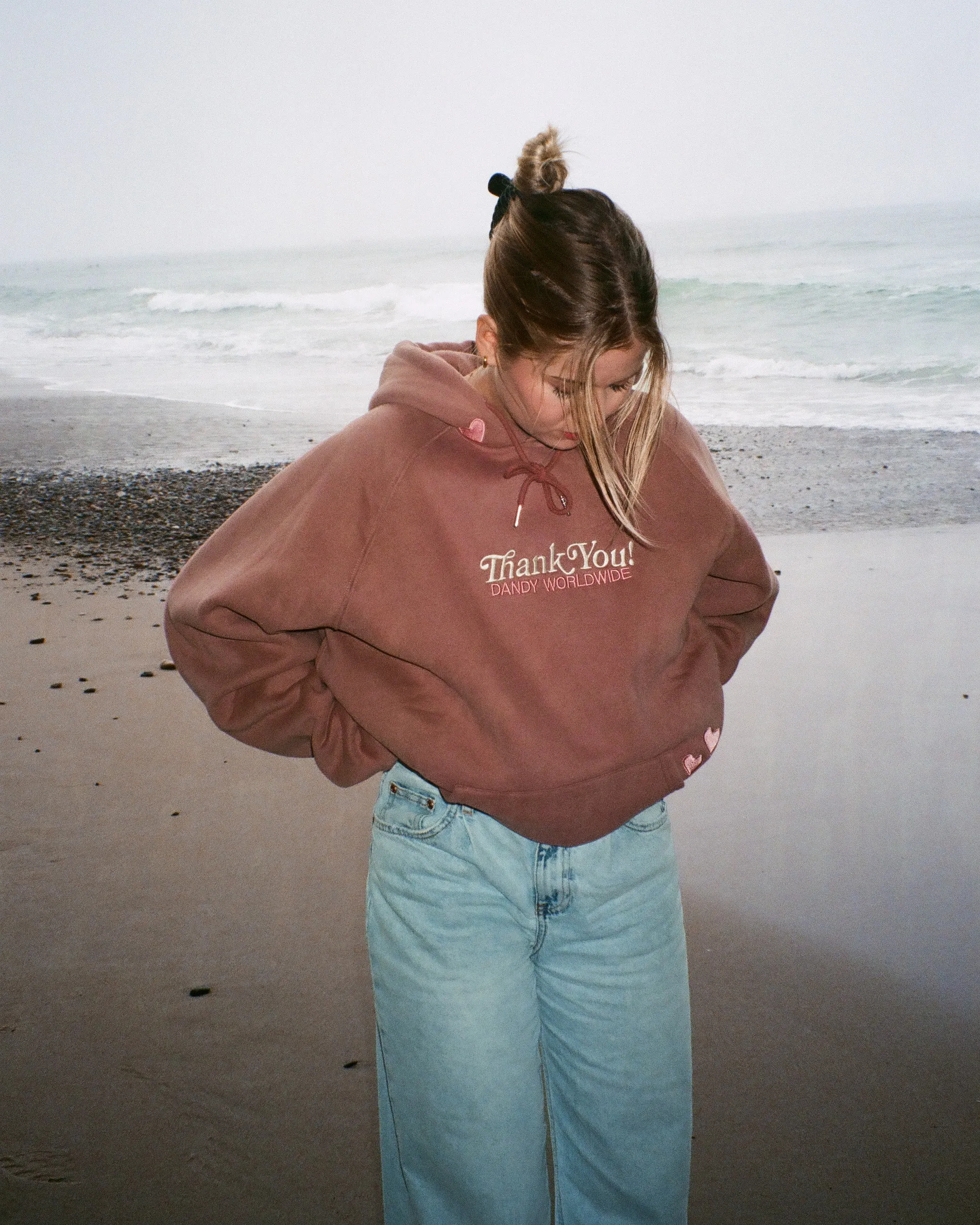 "Quality Time" Oversized Lux Hoodie in Light Brown Anti-pilling