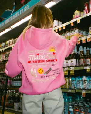 Seasonal Trend "Quality Time" Oversized Lux Hoodie in Pink